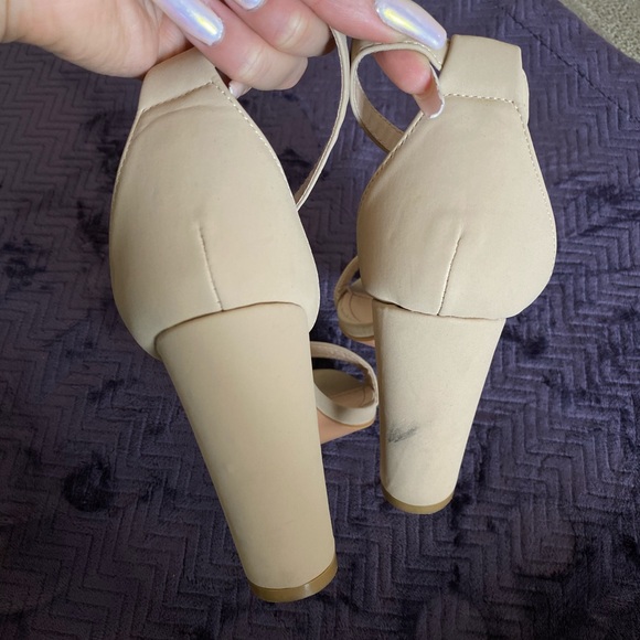 Bella Luna Suede Nude Heels - Picture 2 of 2